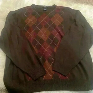 Vintage Men’s Dockers Size XL Lightweight Triangle Pattern Brown Sweater